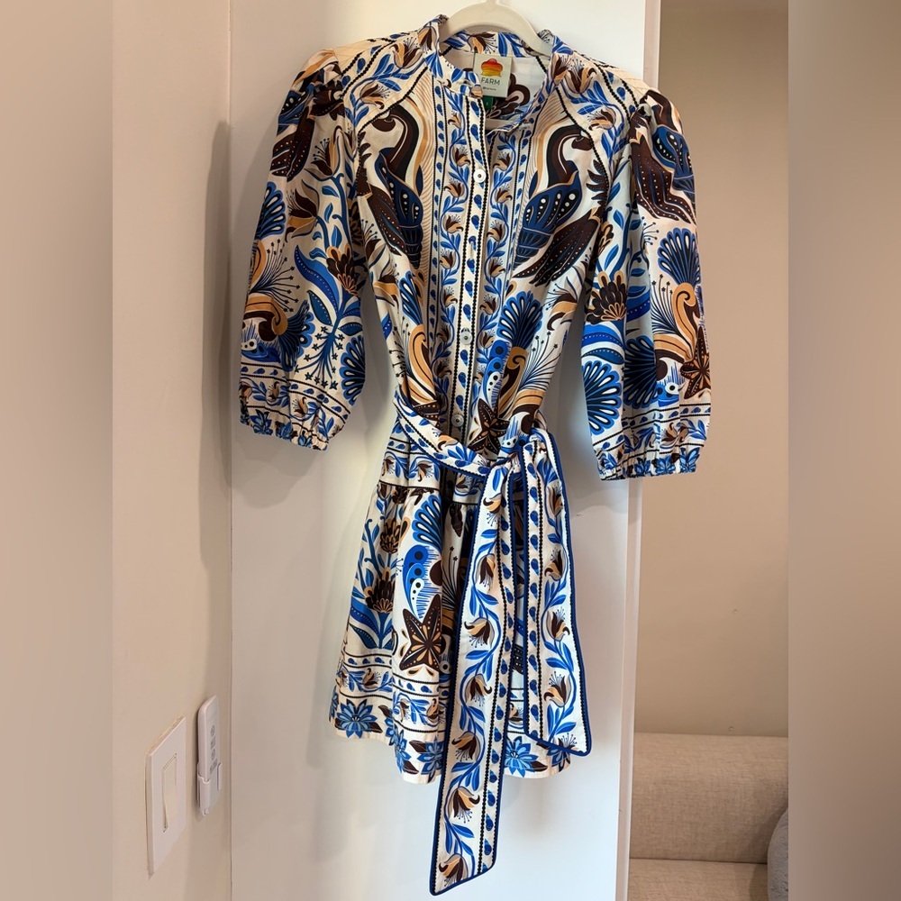 Farm Rio: Sand Nature Land Organic Cotton Mini Dress 2 - Picture 3 of 13